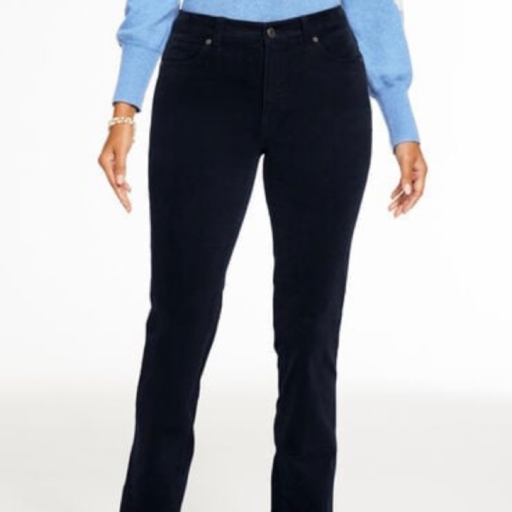 Talbots Straight Leg Corduroy Black Five Pocket Zip Up Pants; Size 16.